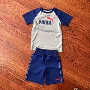 Puma blue & gray shorts set for kids.